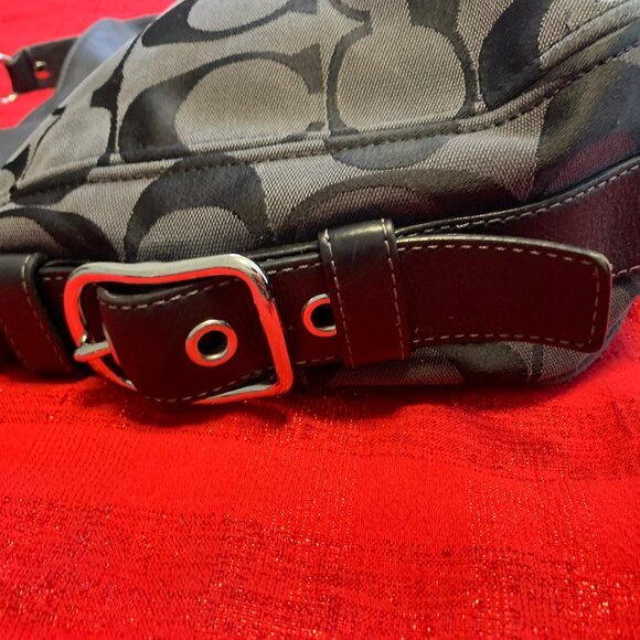 Coach Handbag in Black with Leather Trim and Light Blue Lining - Picture 2 of 15